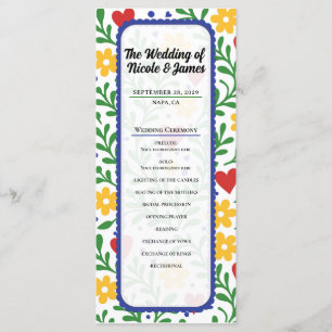 Fiesta de Amor Colorful Floral Wedding Program