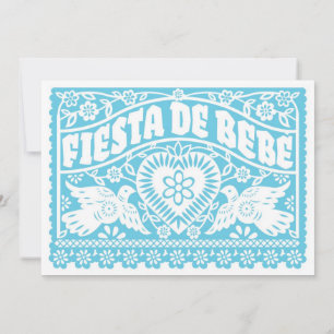 Fiesta de Bebe Blue Love Birds Baby Shower Invitation