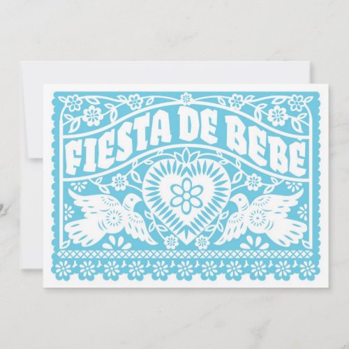 Fiesta de Bebe Blue Love Birds Baby Shower Invitation