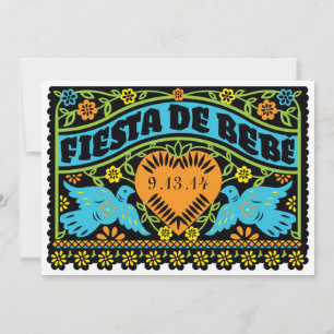 Fiesta de Bebe Colorful Love Birds Invitation