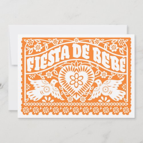 Fiesta de Bebe Orange Love Birds Banner Invitation