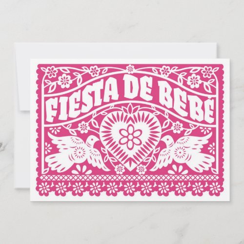 Fiesta de Bebe Pink Love Birds Banner Invitation