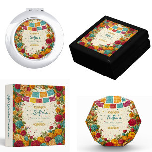 Fiesta de Colores Quinceanera, custom Round Pillow