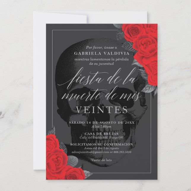 Fiesta de la Muerte de mis Veintes  Invitation (Front)
