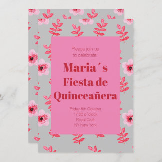 Fiesta de Quinceañera Flores Acuarela Birthday Invitation