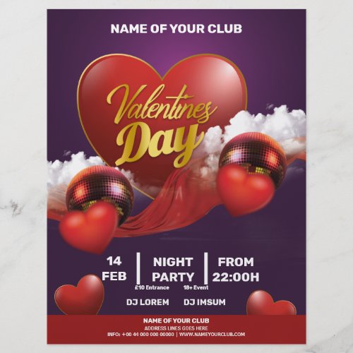 Fiesta de Valentines Red Hearts Flyer