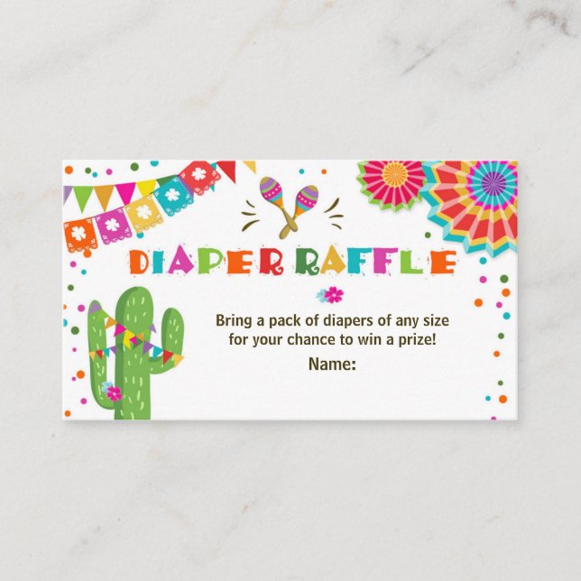 Fiesta Diaper Raffle Card Mexican Cactus Floral (Front)