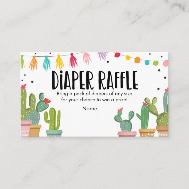 Fiesta Diaper Raffle Card Mexican Cactus Floral (Front)