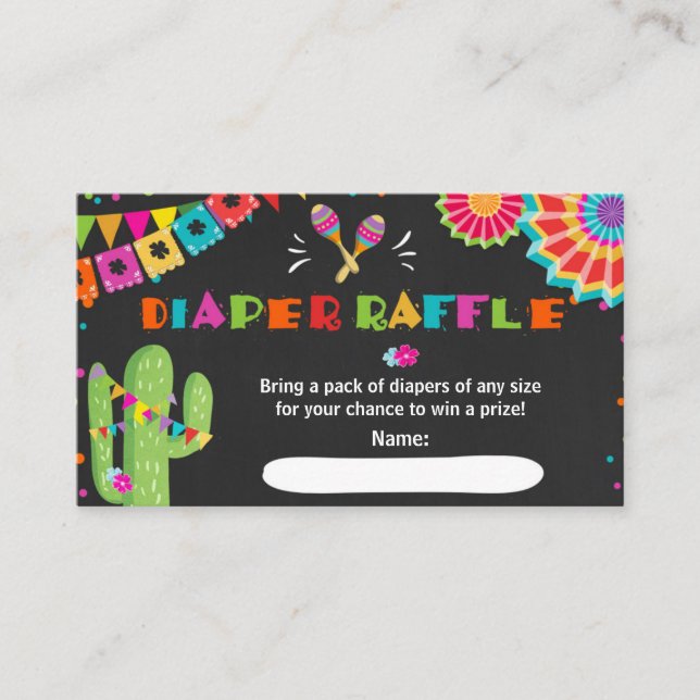Fiesta Diaper Raffle Card Mexican Cactus Floral (Front)