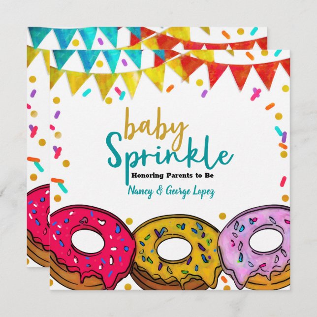 Fiesta Donuts Baby Sprinkle Shower Celebration Invitation (Front/Back)