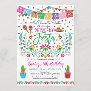Fiesta Drive By Birthday Mexican Party Parade Invitation