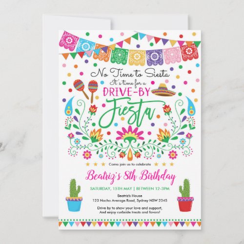 Fiesta Drive By Birthday Mexican Party Parade Invitation