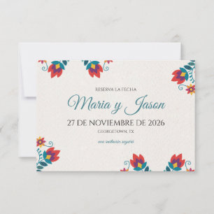 Fiesta Elegant Colorful Floral Spanish Wedding Save The Date