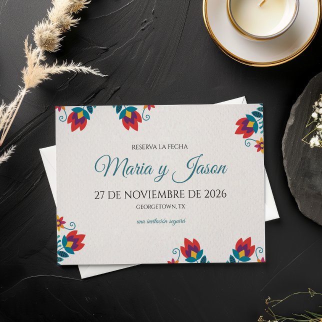 Fiesta Elegant Colorful Floral Spanish Wedding Save The Date (Fiesta Elegant Colorful Floral Spanish Wedding Save The Date)