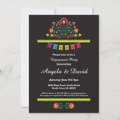 Fiesta Engagement Mexican Pattern Wedding Invites