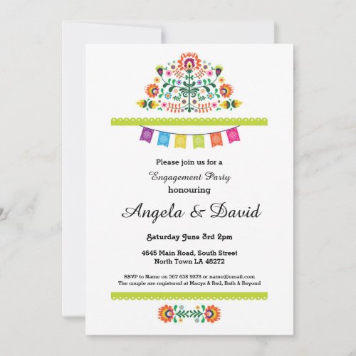 Fiesta Engagement Mexico Pattern Wedding Invites