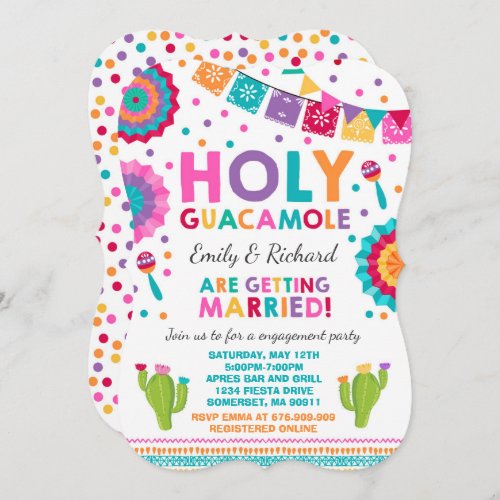 Fiesta Engagement Party Invitation Holy Guacamole