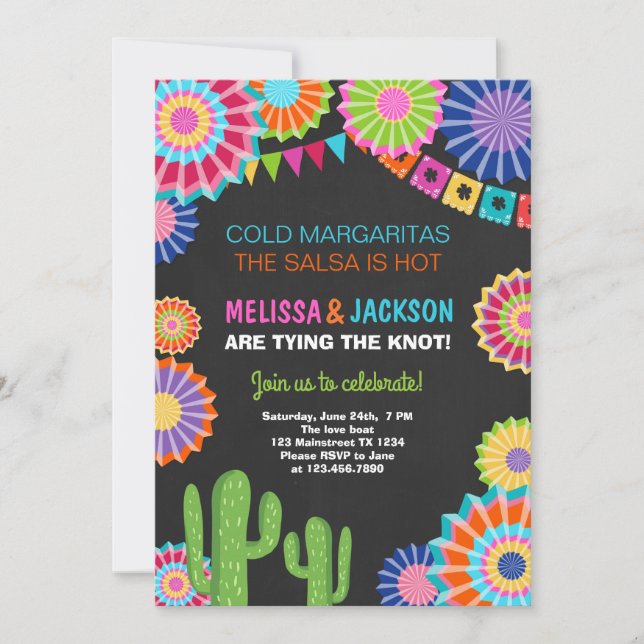 Fiesta Engagement Party Invitation Mexican Cactus (Front)