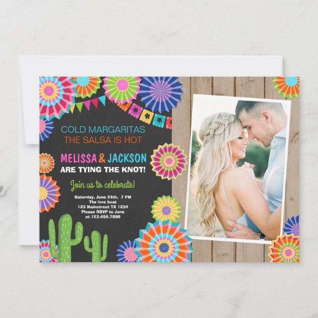 Fiesta Engagement Party Invitation Mexican Chalk (Front)