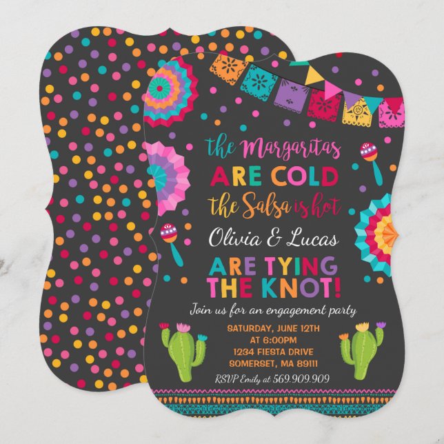 Fiesta Engagement Party Invitation Mexican Party (Front/Back)