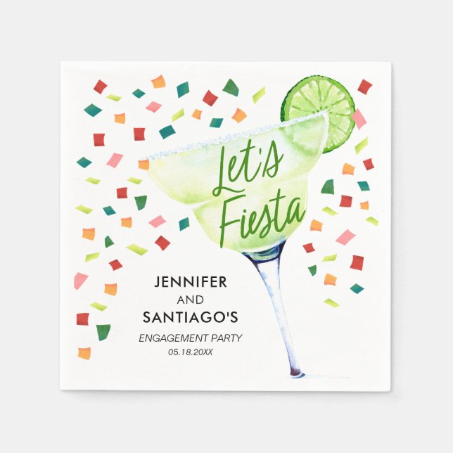 Fiesta Engagement Party Paper Napkins (Front)