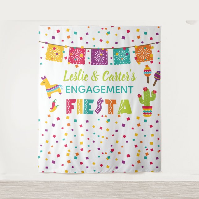 Fiesta Engagement Shower Backdrop - Pinata WH (Front)