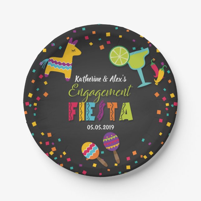 Fiesta Engagment Paper Plates (Front)