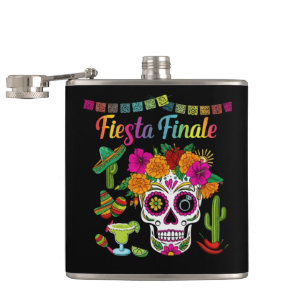 "Fiesta Finale" Colorful Sugar Skull Bachelorette  Flask
