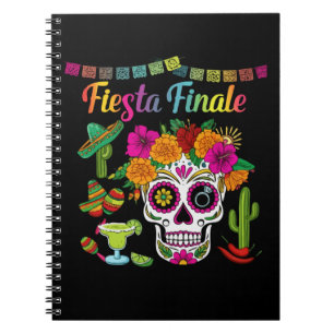 "Fiesta Finale" Colorful Sugar Skull Bachelorette Notebook