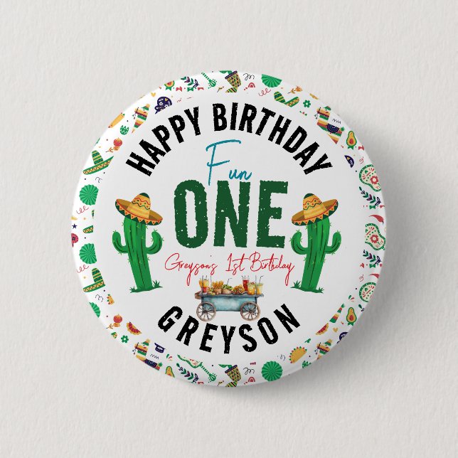Fiesta First | 1st Birthday Party Button (Front)