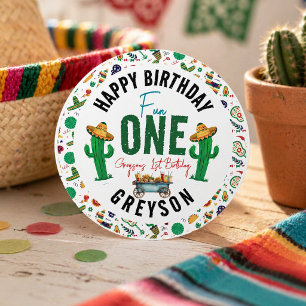 Fiesta First 1st Birthday Party Classic Round Sticker