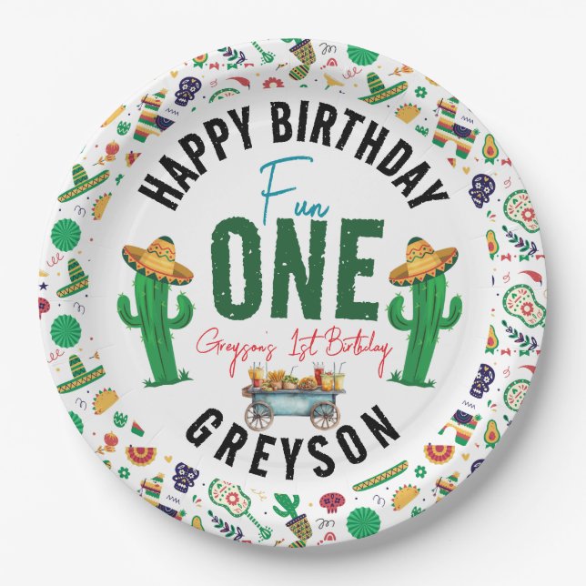 Fiesta First | 1st Birthday Party Paper Plates (Front)