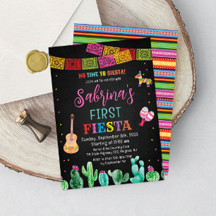 Fiesta First Birthday Invitation Girl 