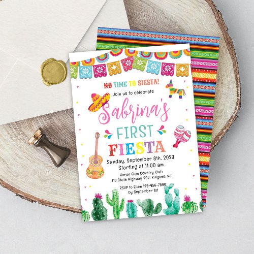 Fiesta First Birthday Invitation Girl 