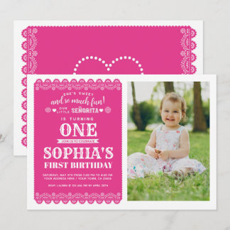 Fiesta First Birthday, Papel Picado, 1st Birthday Invitation