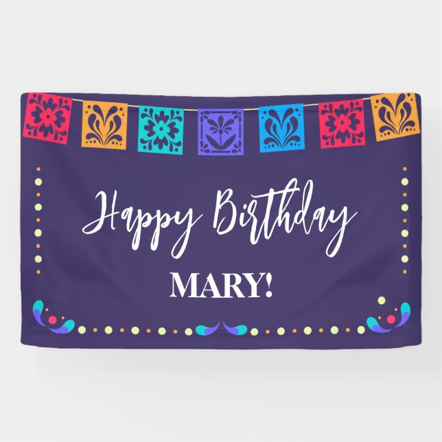 Fiesta Flags on Blue Banner (Horizontal)