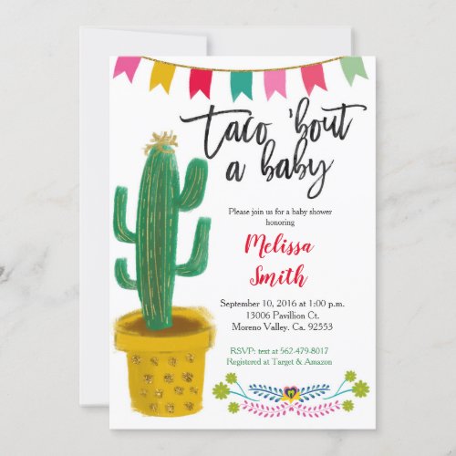 Fiesta Floral Baby Shower Taco Bout A Baby Invitation