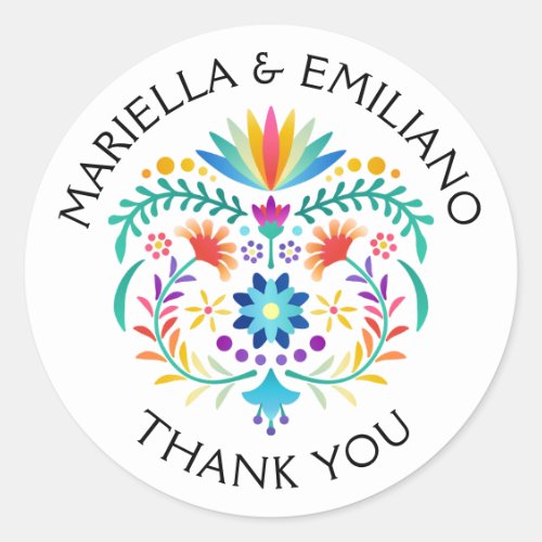 Fiesta Floral Birthday Shower Wedding Classic Round Sticker