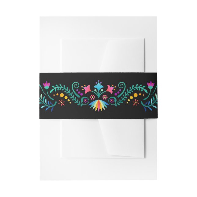 Fiesta Floral Birthday Shower Wedding Invitation Belly Band (Front Example)