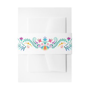 Fiesta Floral Birthday Shower Wedding Invitation Belly Band