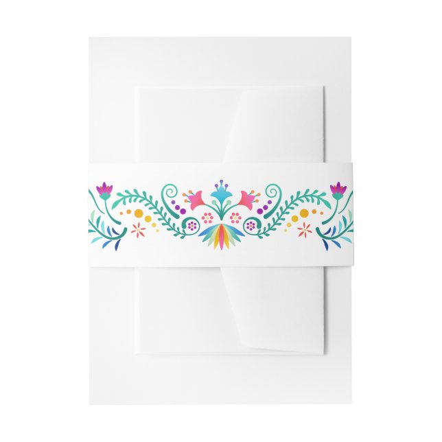 Fiesta Floral Birthday Shower Wedding Invitation Belly Band (Front Example)