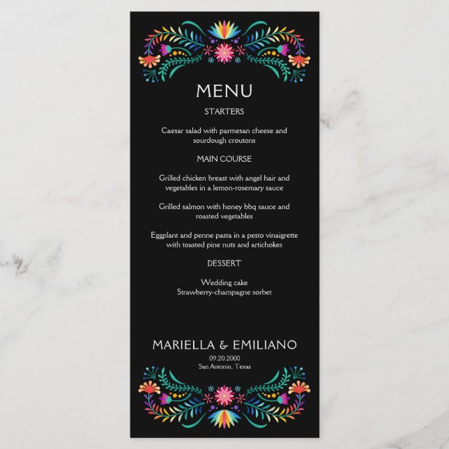 Fiesta Floral Birthday Shower Wedding Menu (Front)