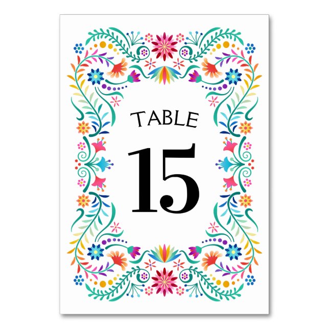 Fiesta Floral Birthday Shower Wedding Table Number (Front)