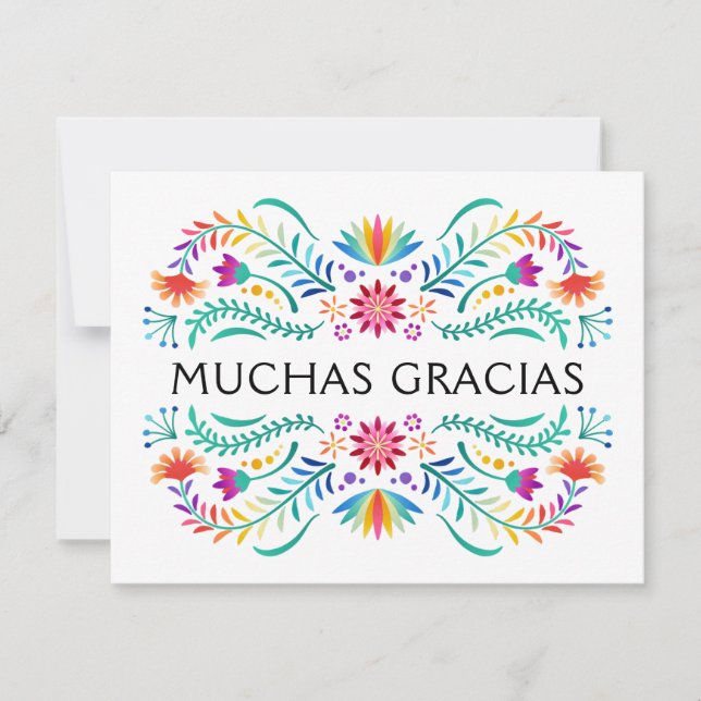 Fiesta Floral Birthday Shower Wedding Thank You Card (Front)
