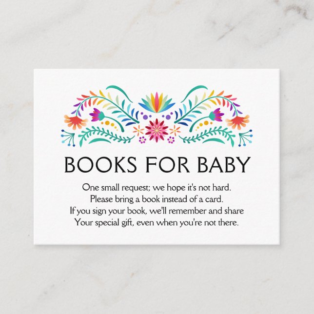 Fiesta Floral Books for Baby Shower Enclosure Card (Front)