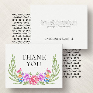 Fiesta Floral Colorful Wildflowers Wedding Thank You Card