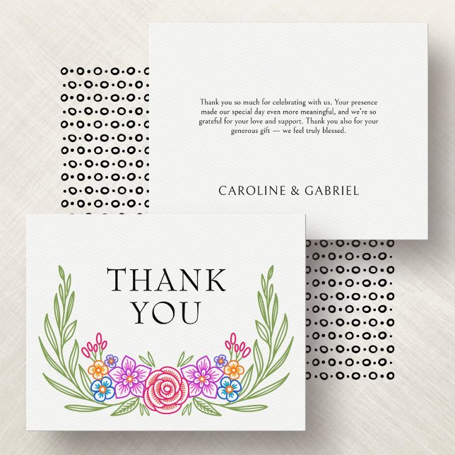 Fiesta Floral Colorful Wildflowers Wedding Thank You Card (Creator Uploaded)
