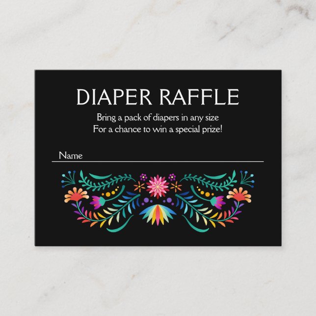 Fiesta Floral Diaper Raffle Baby Shower Enclosure Card (Front)
