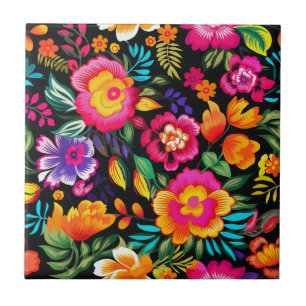 Fiesta Floral Extravaganza Ceramic Tile