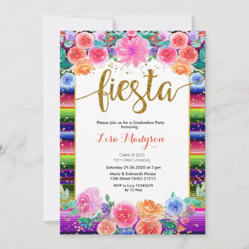 Fiesta Floral Graduation Invitation Party Mexican